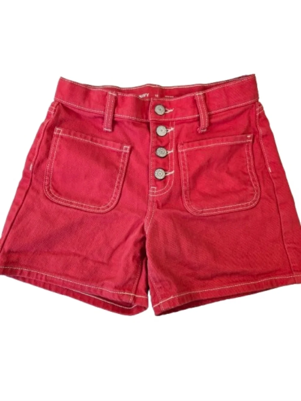 Old Navy Red Denim Button Fly Shorts Girls 12